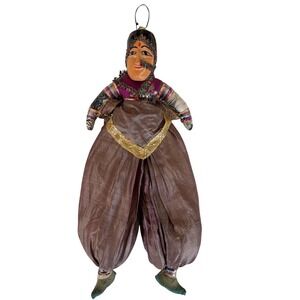 Vintage Rajasthani Folk Doll 18.5" Handcrafted India Hanging Figurine